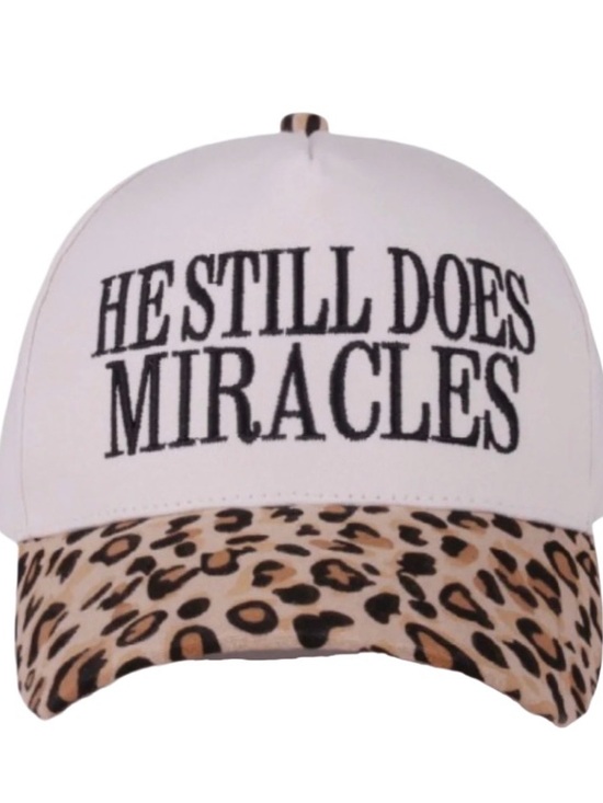 Accessories - White Baseball Cap with Leopard Bill - He Still Does Miracles